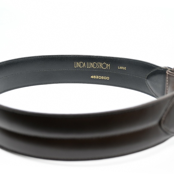 LINDA LUNDSTRÖM Brown Leather Belt with Buckle Size L - Picture 5 of 8